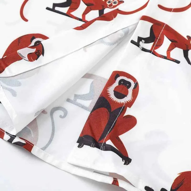 Colorful Cute Monkey Graphic Beach Shirt