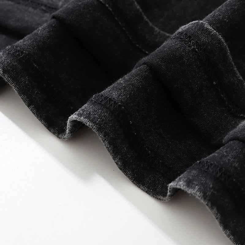 Fashionable Washed Black Ghost Casual Sweatshirt