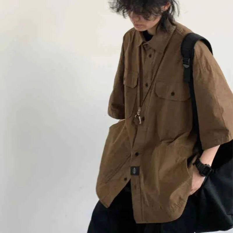 Vintage Japanese Loose Short Sleeve Shirt