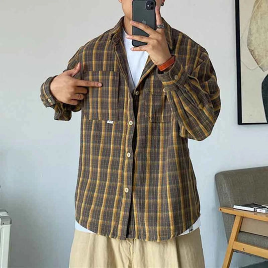 High Quality Korean Style Plaid Shirt