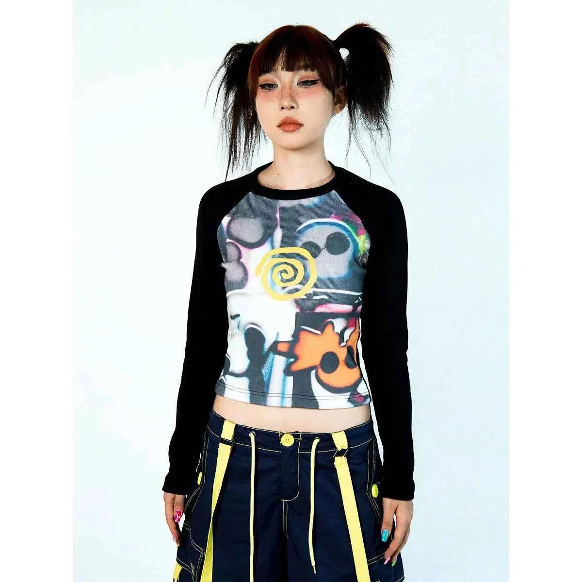 Elevated Skull Print Vintage Long Sleeve T-Shirt