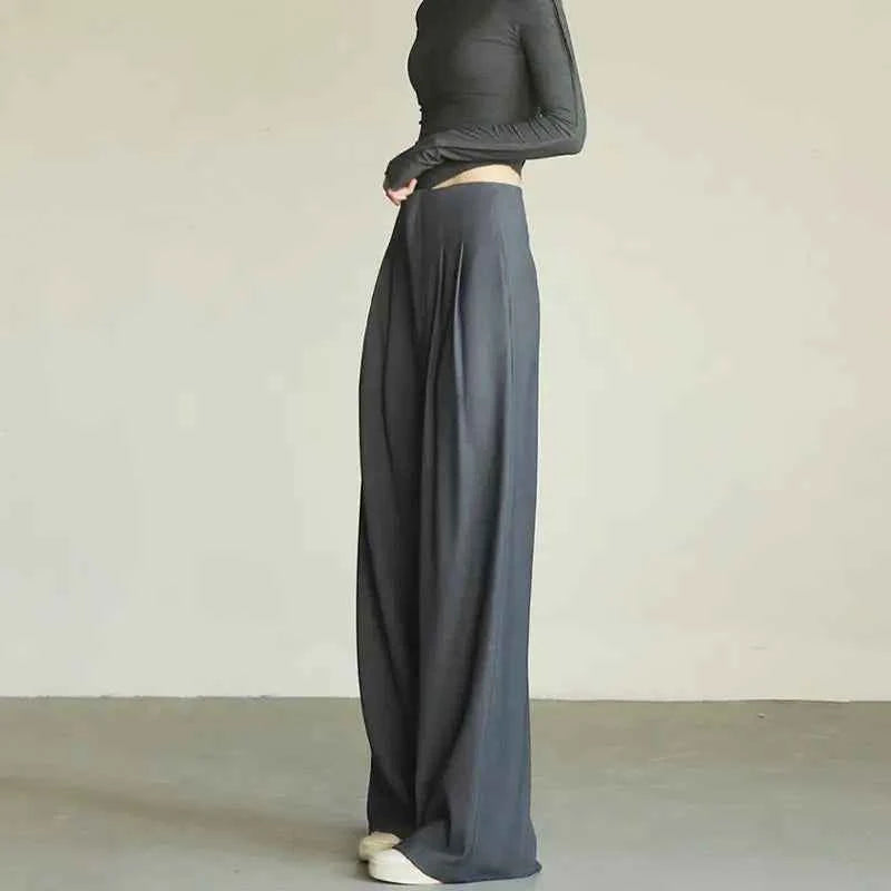 Classic Comfort Draping Effect High Waist Wide Pants
