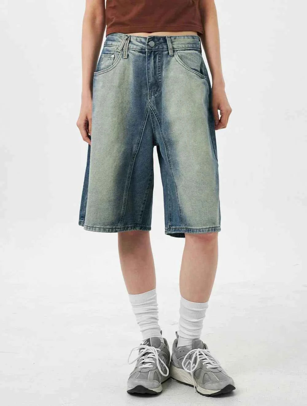 Vintage Ombre Wide Leg Denim Short
