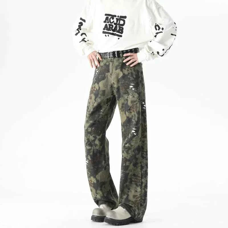 Graffiti Vintage Camouflage Baggy Jeans