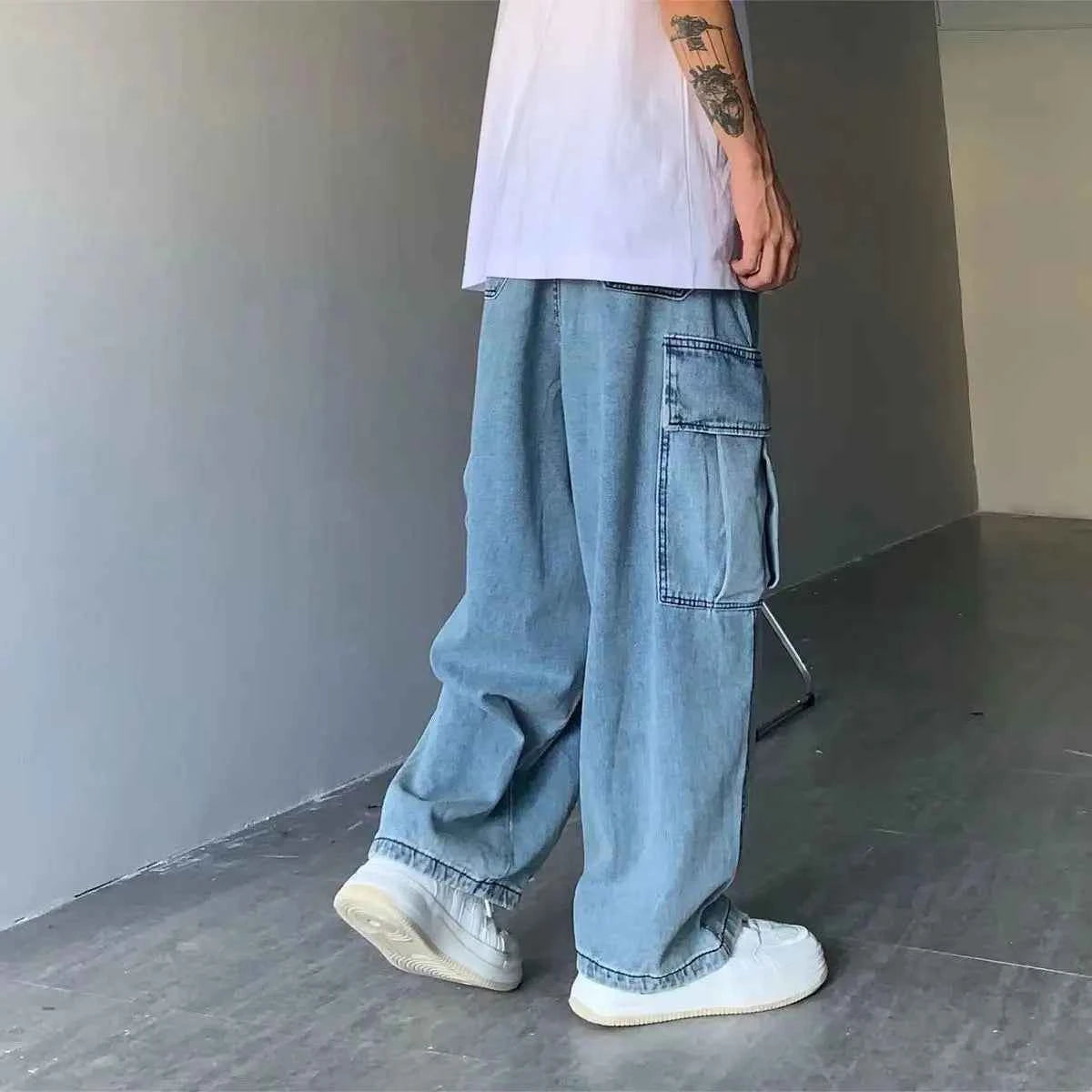 Spring Hip Hop Loose Fit Wide Leg Cargo Jeans