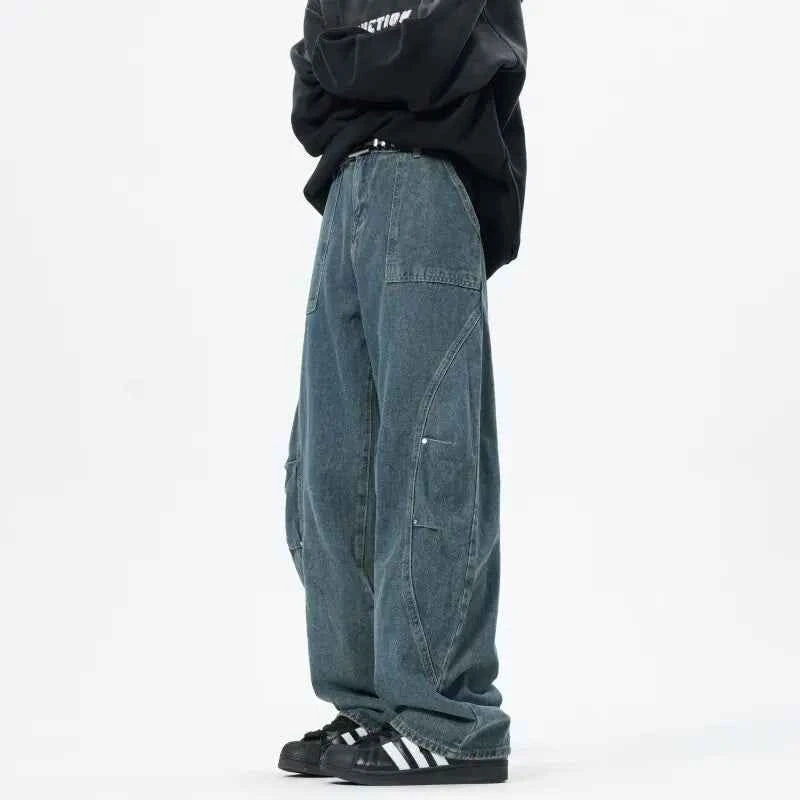 Personality Patchwork Baggy Straight Jeans