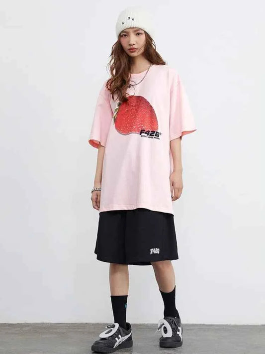 Women Retro Sweet Strawberry Graphic T-Shirt