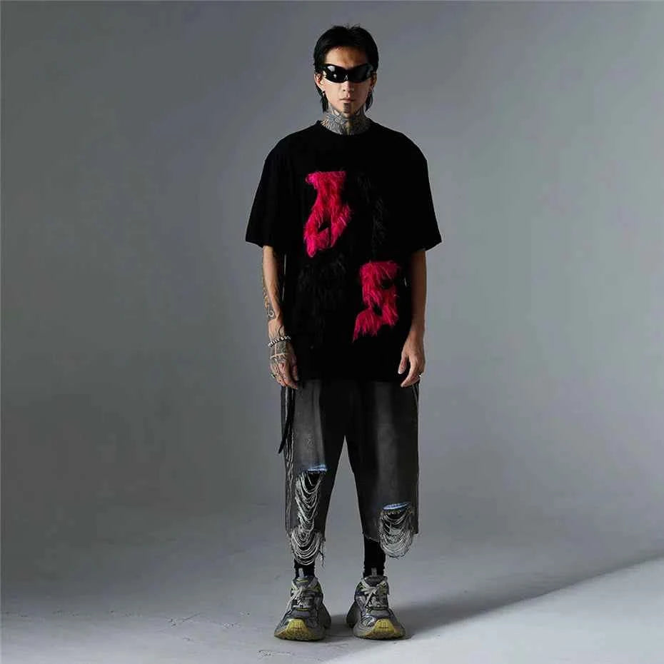 Edgy Cool Patchwork Fur T-Shirt