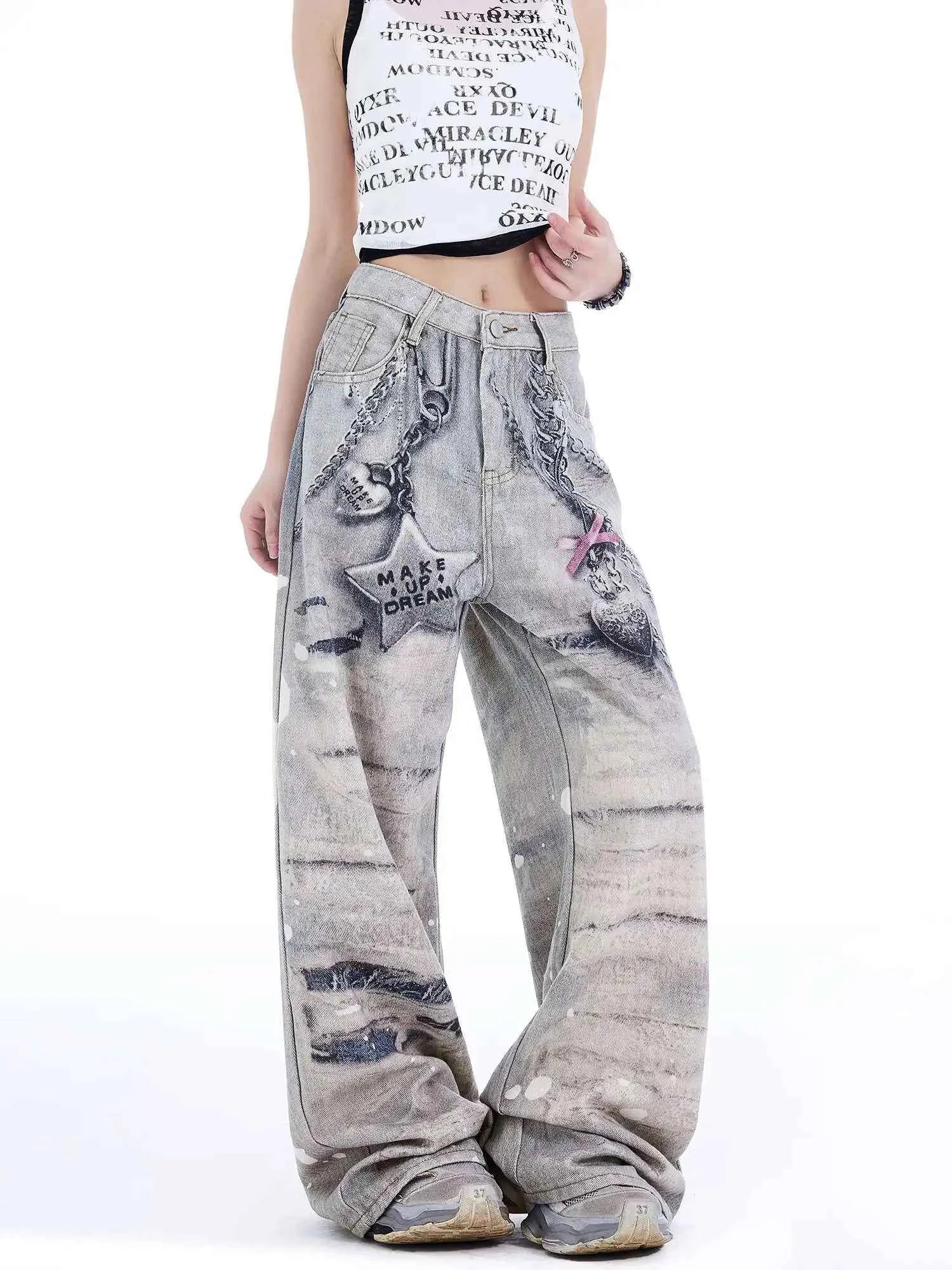 Women Streetwear Wide Leg Denim Jeans
