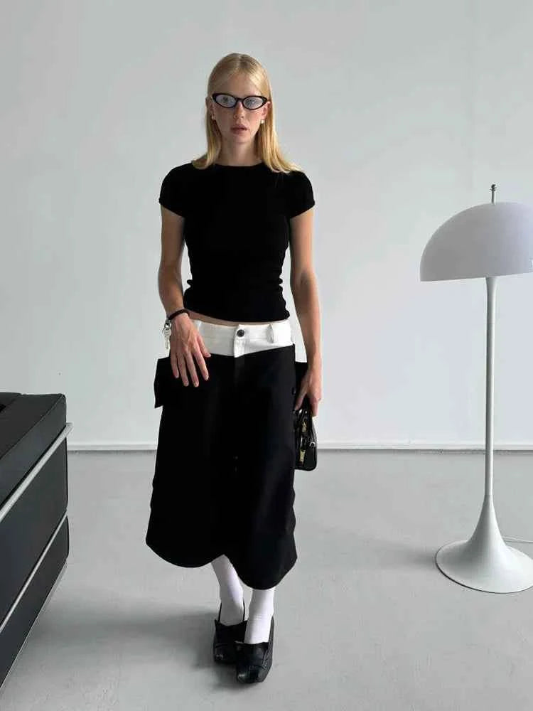 Signature Black Color Block Cargo Jorts