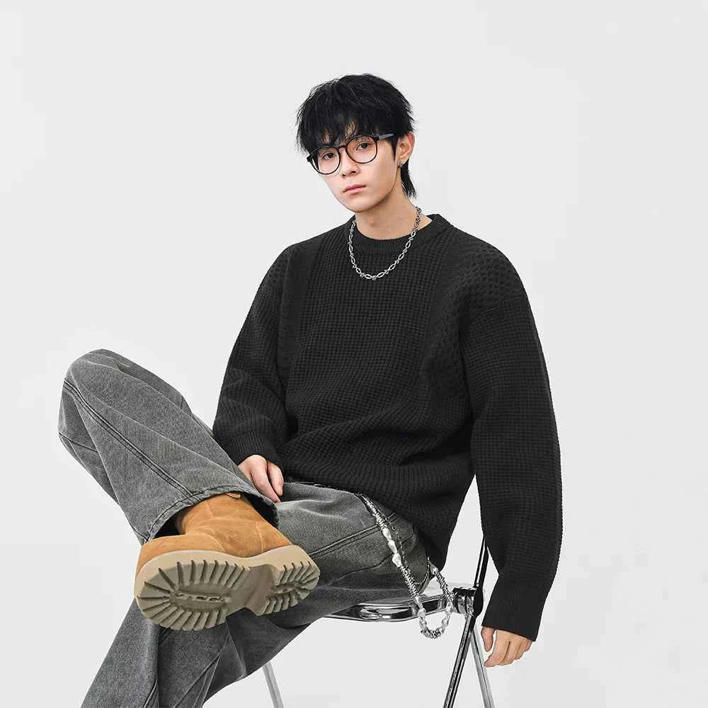 Y2K Cozy Textured Crew Neck Sweater