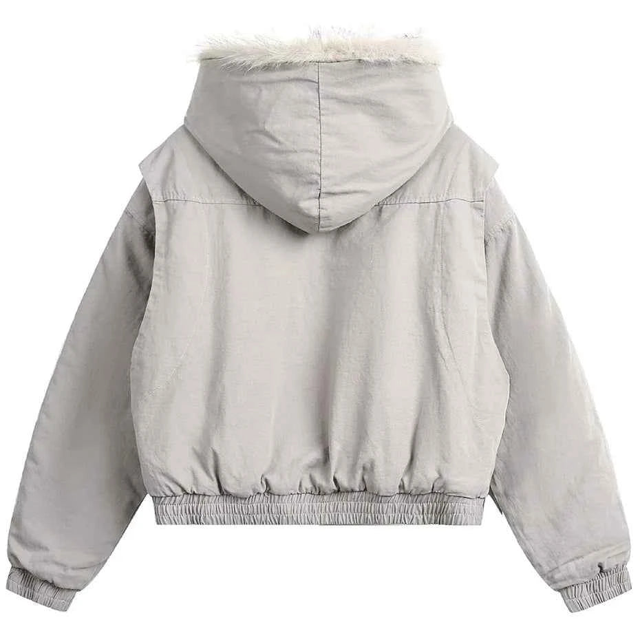 Y2K Winter Thick Padded Parkas with Furr Jacket