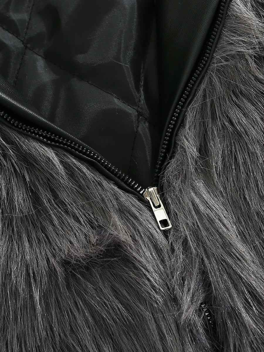 Luxury Thick Quilted Winter Faux Fur Jacket