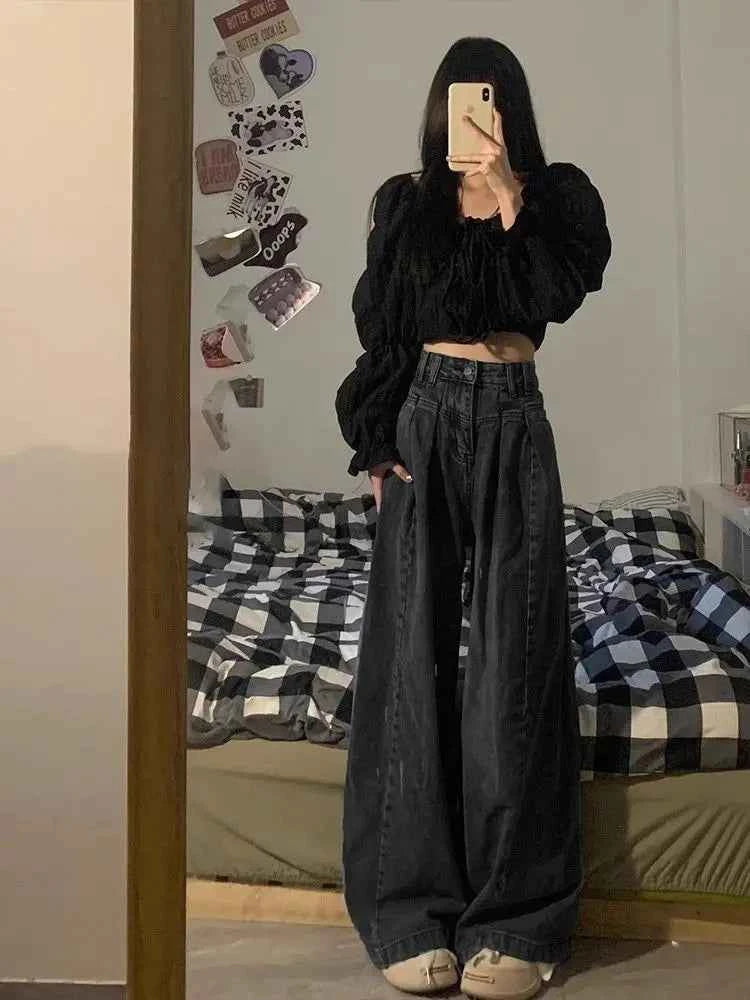 Vintage High Waist Black Emo Jeans