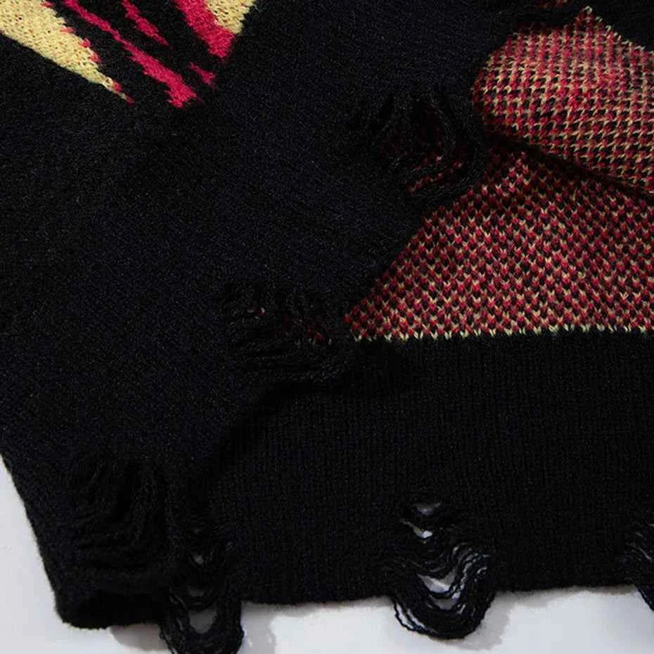 Trendy Skulls Graphic Oversized Knit Sweater