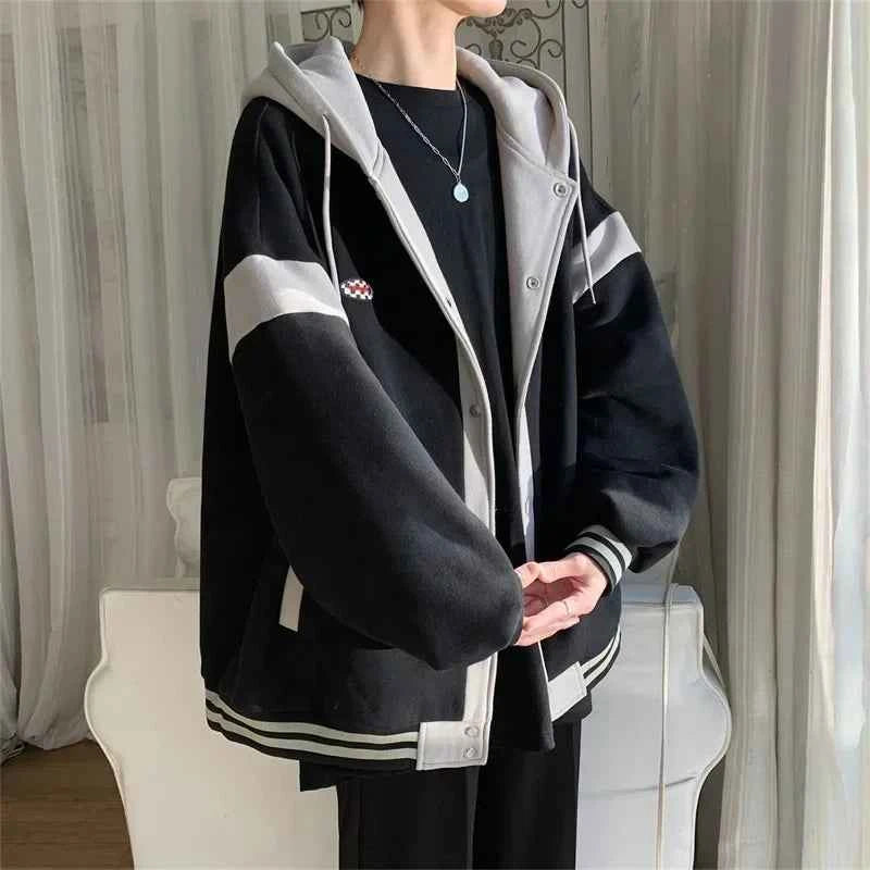 Y2K Stylish Patchwork Hooded Varsity Jacket
