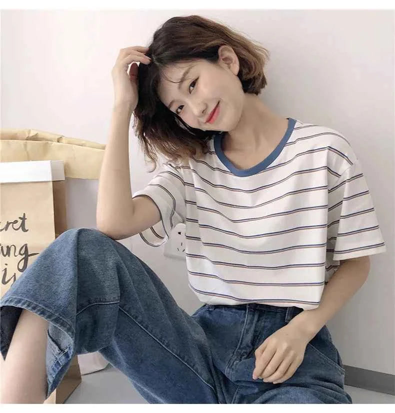 Timeless Staple Stripe Loose Minimalist T-Shirt