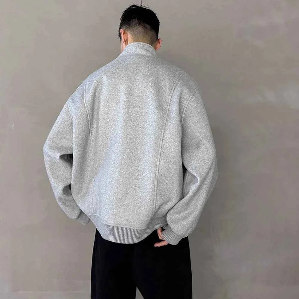 Streetwear Plain Wool Campus Casual Sweatshirt