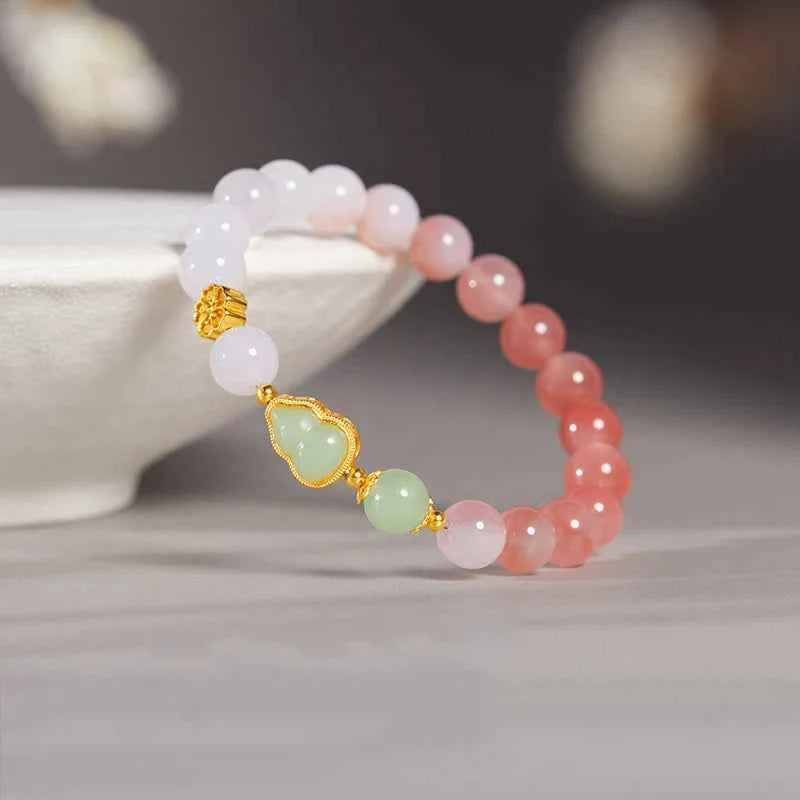 Lucky Cinnabar Red Jade Beaded Bracelet