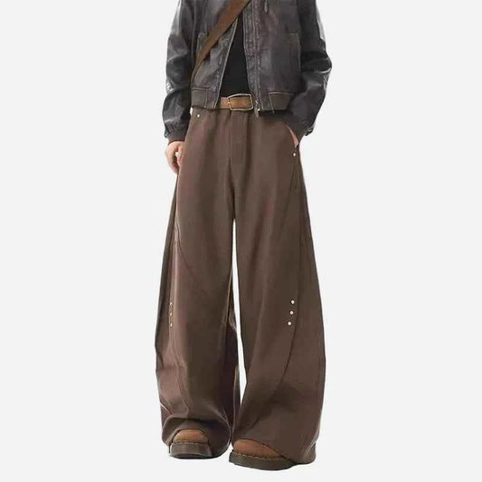 Luxury Black Scimitar Casual Wide Leg Pants