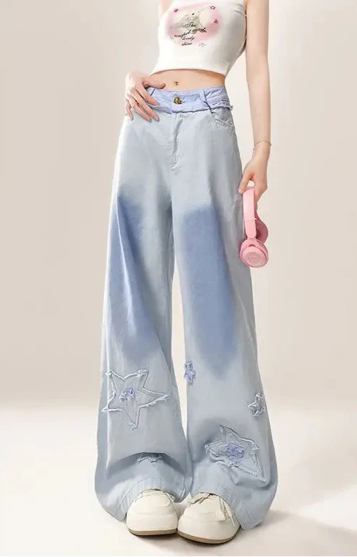 Stylish Korean Patchwork Button Zipper Jeans - Luxuryurbanwear
