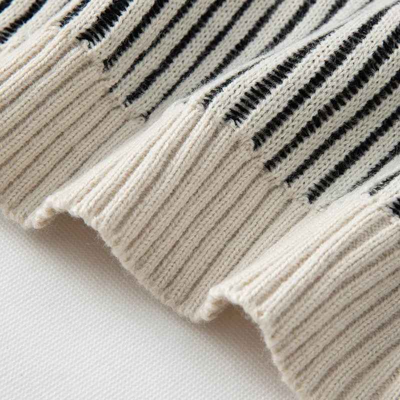 Winter Cozy Knit Vertical Striped Sweater