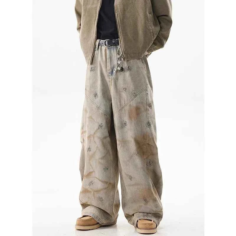 Vintage Graffiti Casual Loose Wide Leg Jeans