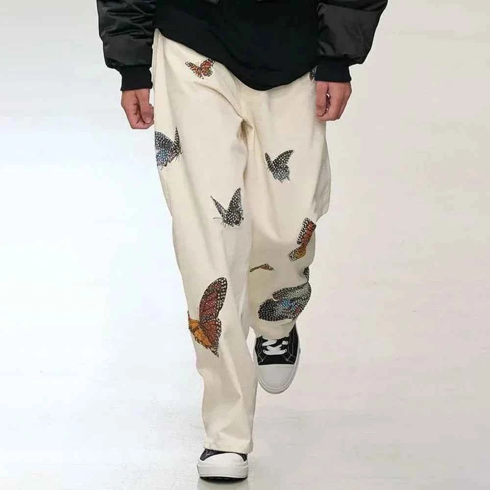 Butterfly Print Casual Sports Running Pants