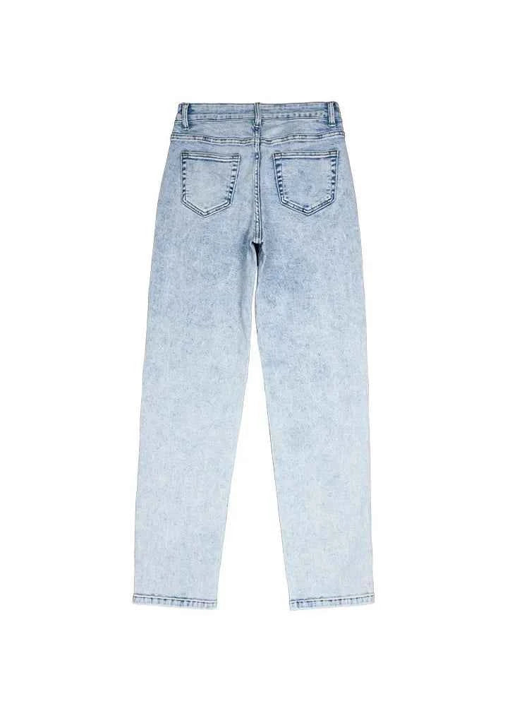 Versatile Everyday Mid-Waisted Light Blue Jeans