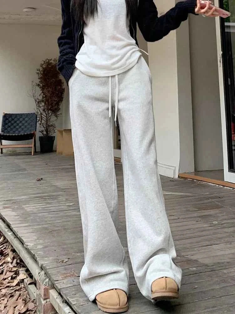 Streetwear Vintage High Waist Casual Lace-Up Sweatpants