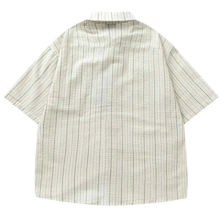 Elevated Japanese Style With Tie Loose Short Sleeve Shirt