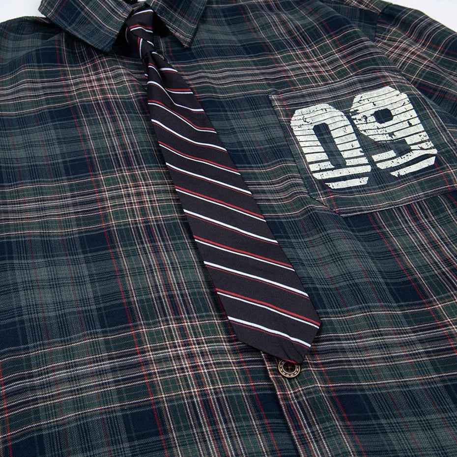 Flattering Plaid With Tie Button Up Casual Shirt