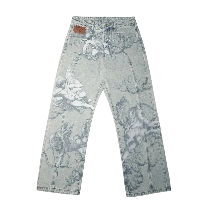 LUW Angel Retro Baggy Streetwear Unisex Jeans - Luxuryurbanwear