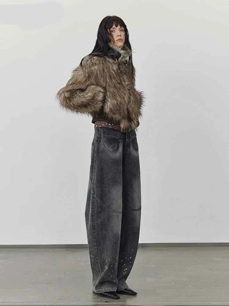 Women Autumn Winter Thick Faux Fur Jacket