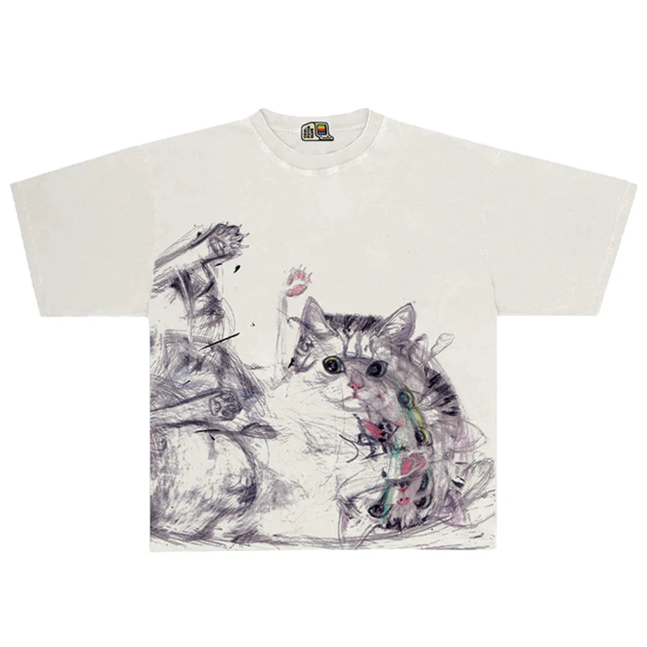 Funny Cats Graphic Oversized Streetwear Unisex T-shirts