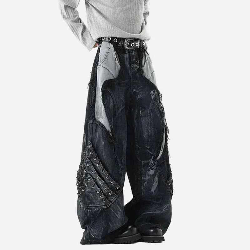 Streetwear Raw Edge Dirty Dying Denim Jeans