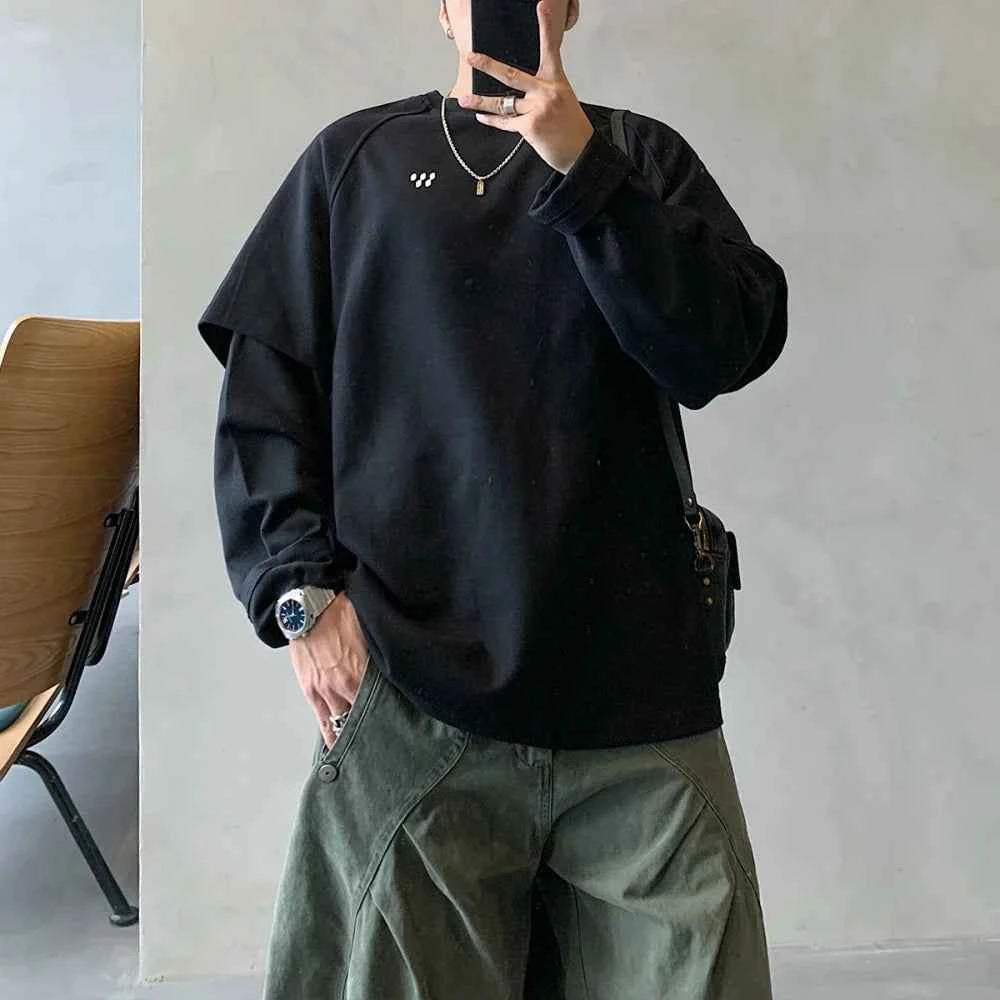 Oversized Lightweight Fake Two Piece Sweatshirt