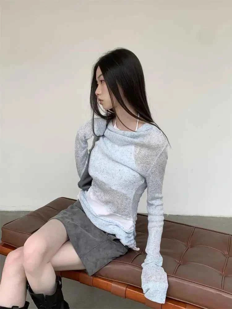Elegant Fake Two-Piece Halter T-Shirt