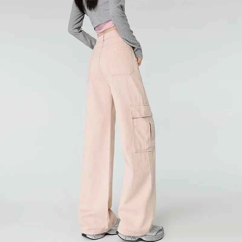 Pink Safari Style High Waist Pants