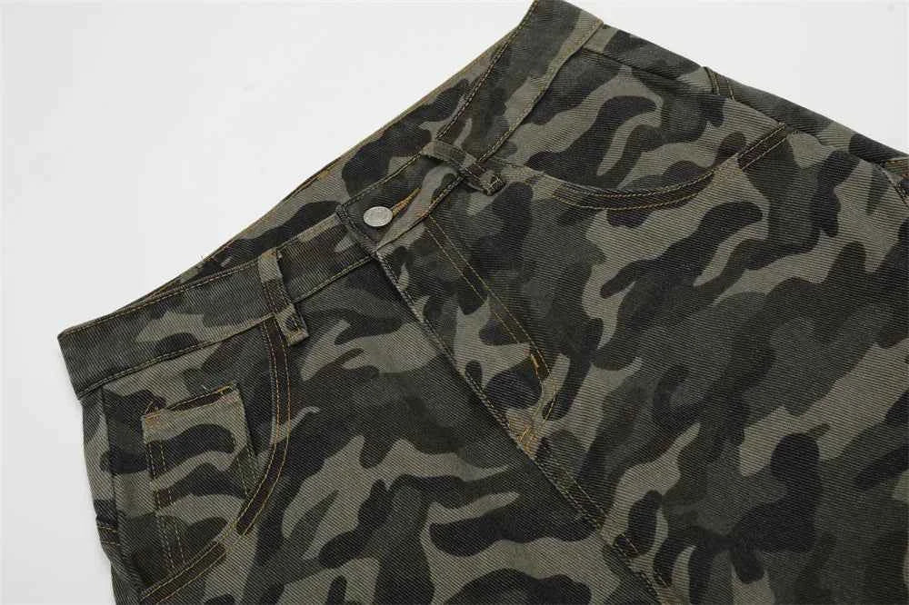 Trendy Retro Camouflage Loose Wide Leg Pants