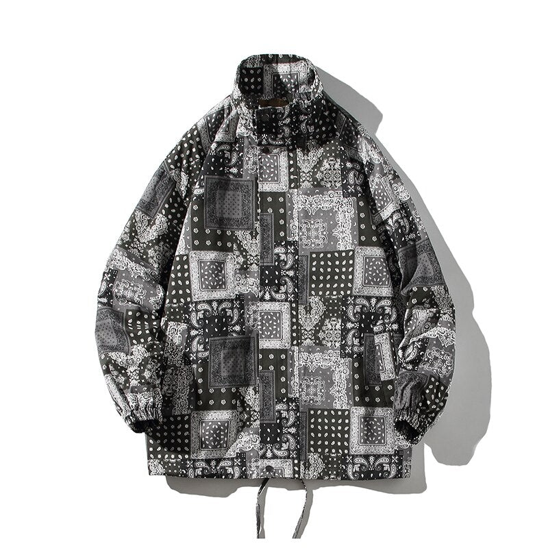 Seamless Stencil Design Round Collar Overshirt