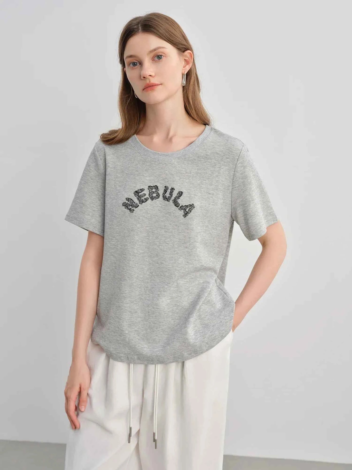 Stylish Letter Print Round Neck T-Shirt