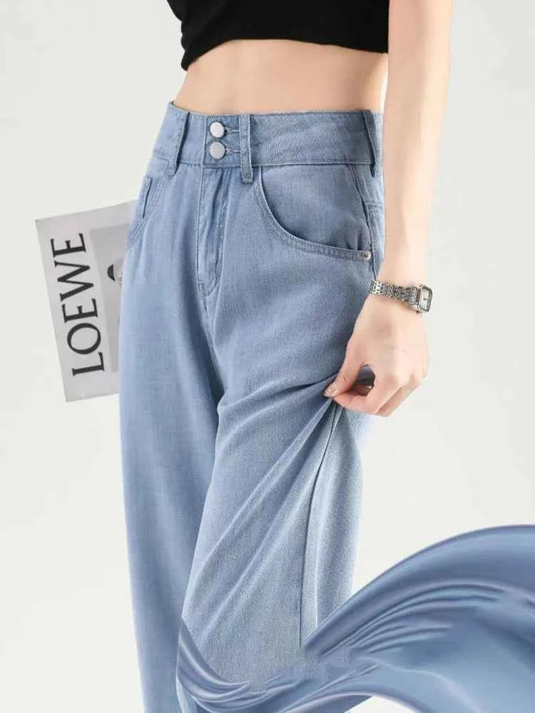 Women Comfort Thin Summer Style High Waist Jeans