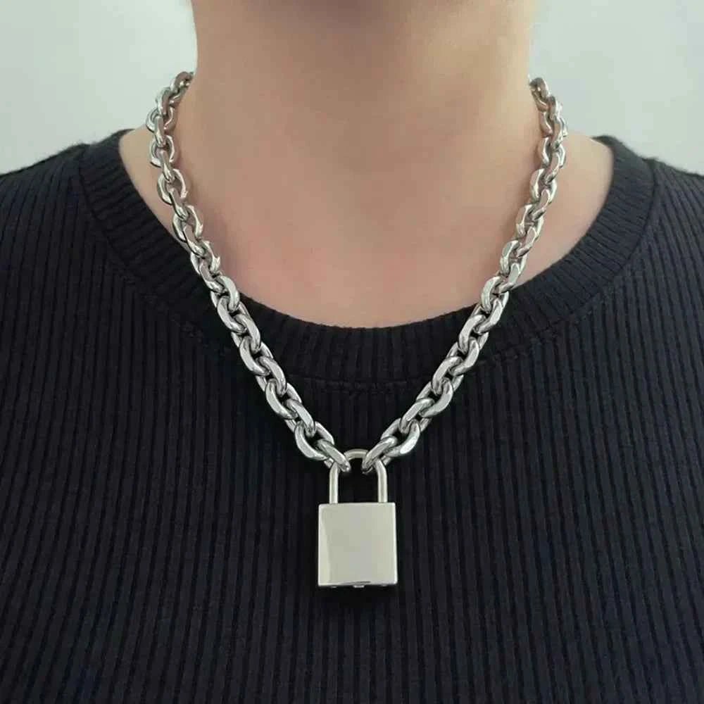 Chunky Stainless Steel Padlock Necklace