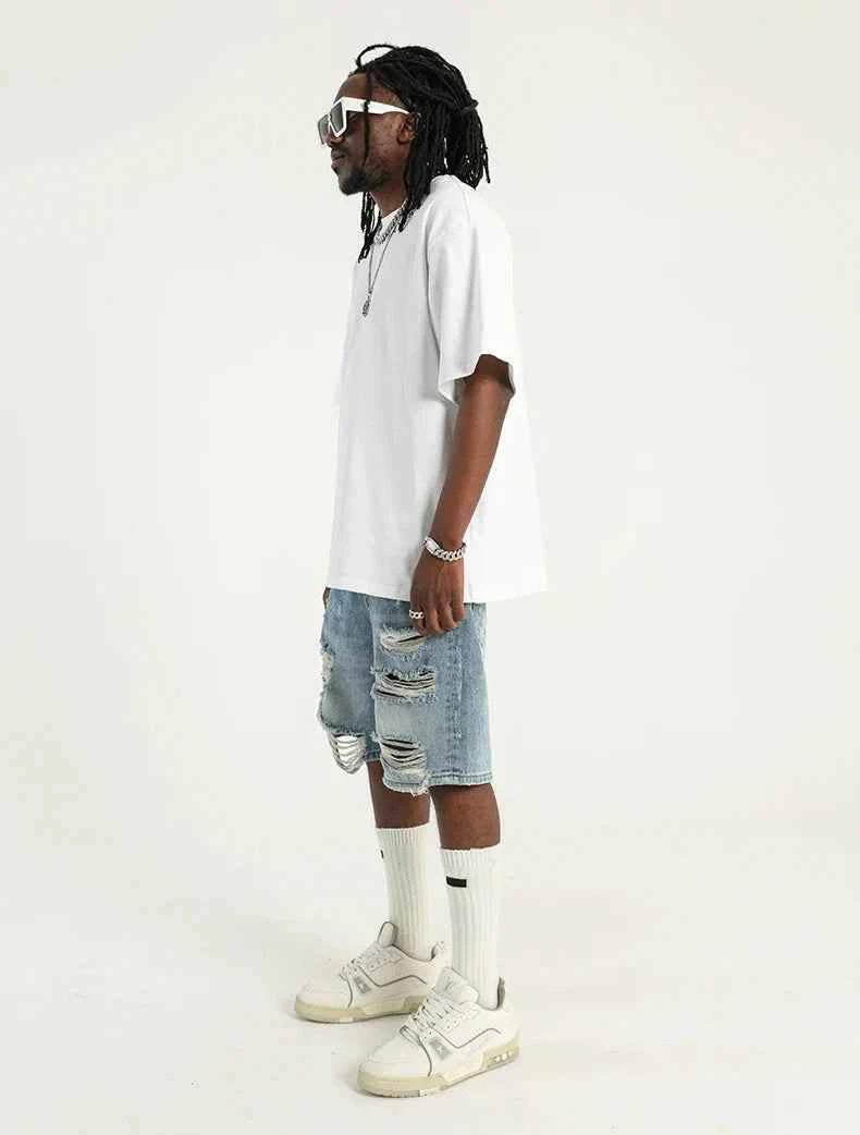 Streetwear Breathable Stylish Ripped Denim Shorts