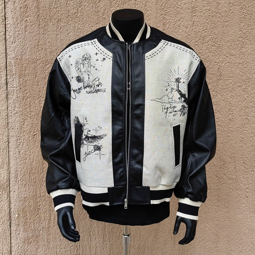 Street Art Graffiti | Leather Bomber Jacket - Luxuryurbanwear
