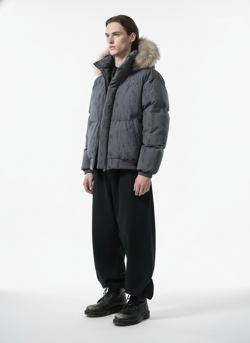 Vintage Fur Collar Hooded Cotton Jacket - Luxuryurbanwear