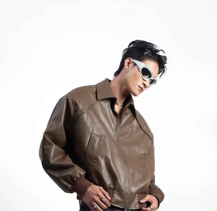 Men's Stylish Zipper Faux Leather Jacket