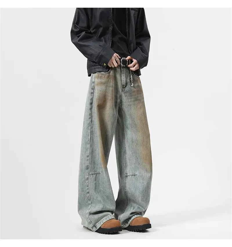Streetwear Vintage Distressed Wide Leg Denim Jeans