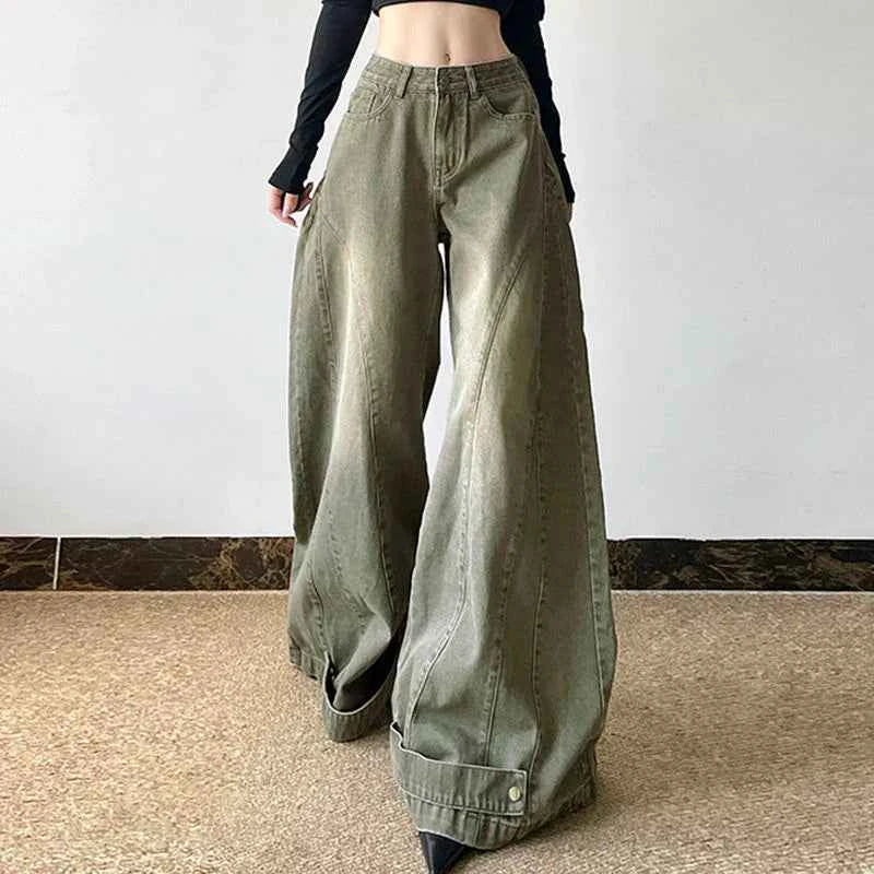 Women Cool Vintage High Waist Wide Leg Jeans